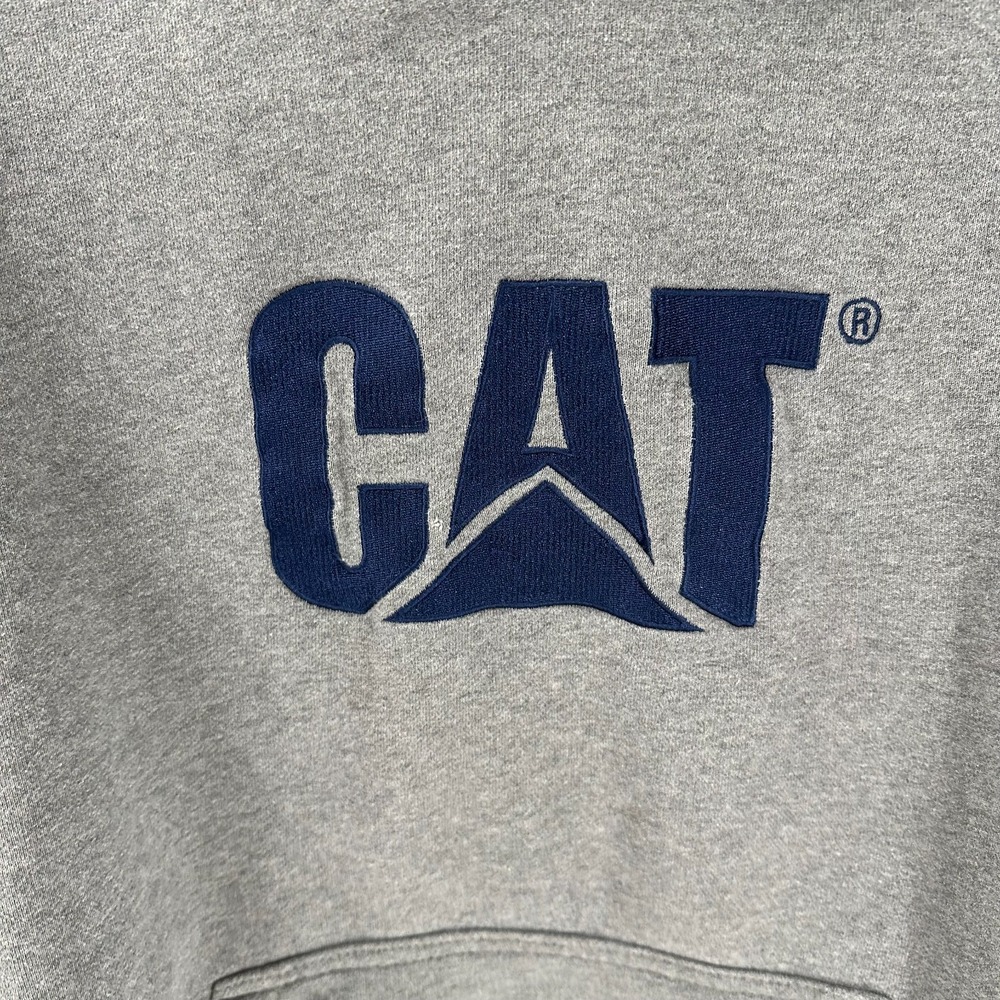 CAT Kangaroo Pocket Long Sleeve Spellout Pullover Hoodie Heather Gray Size XL - Picture 4 of 9